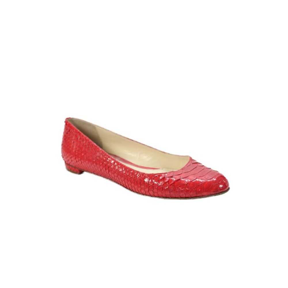Fratelli Rossetti Womens Snakeskin Print Slide On Ballet Flats Red Size 37 7